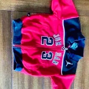 Michael Jordan 23 Kids 12M Full zip jacket Red black and white